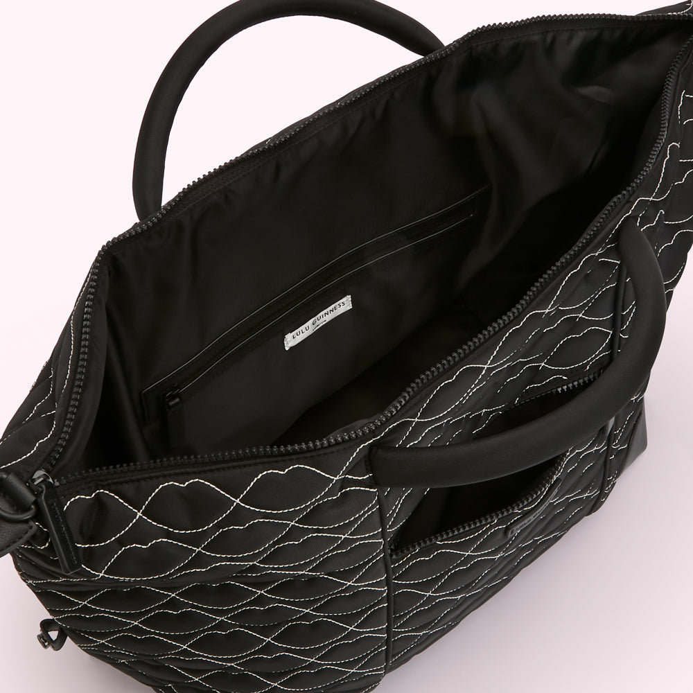 BLACK AND CHALK QUILTED FENELLA HOLDALL