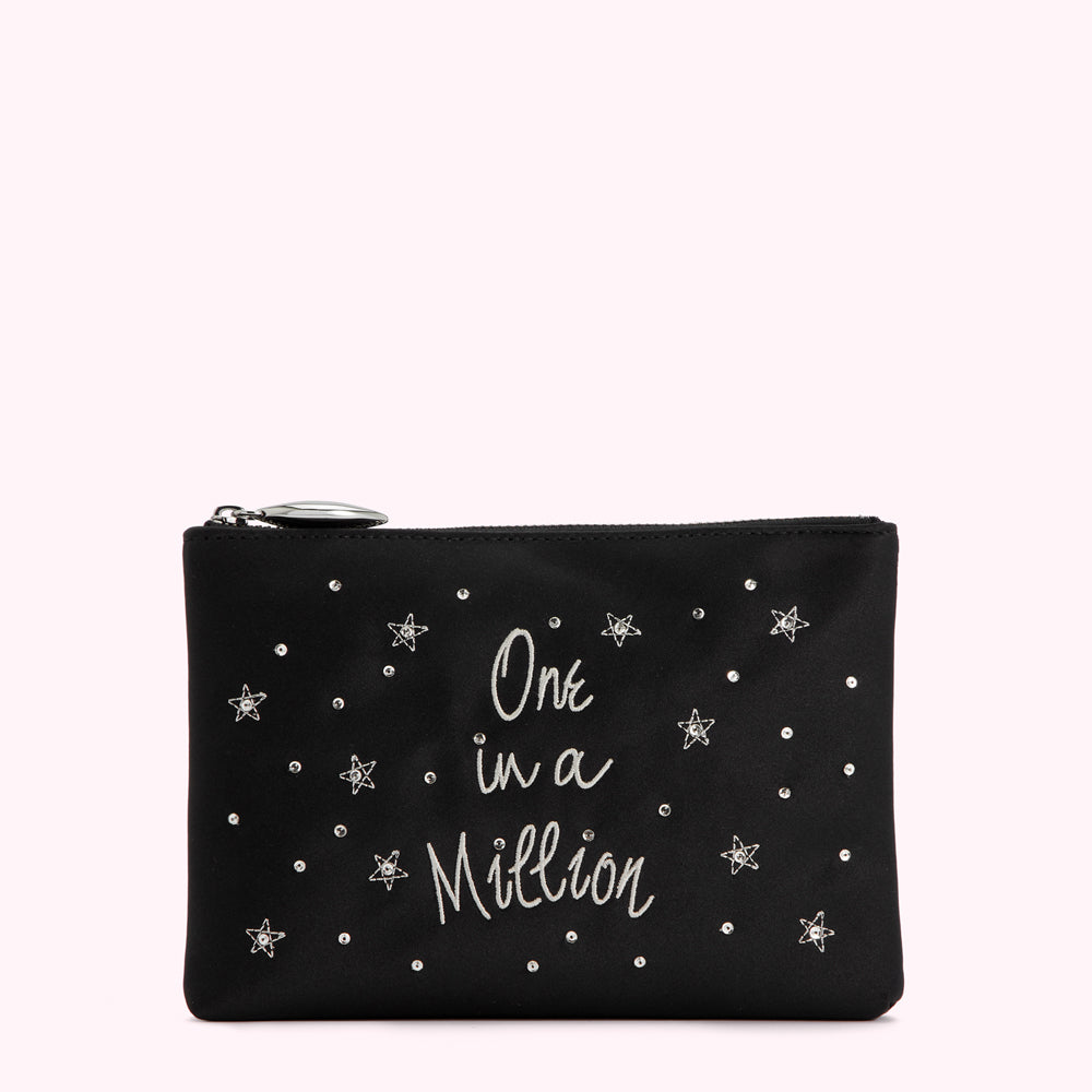 BLACK ONE IN A MILLION TOP ZIP POUCH