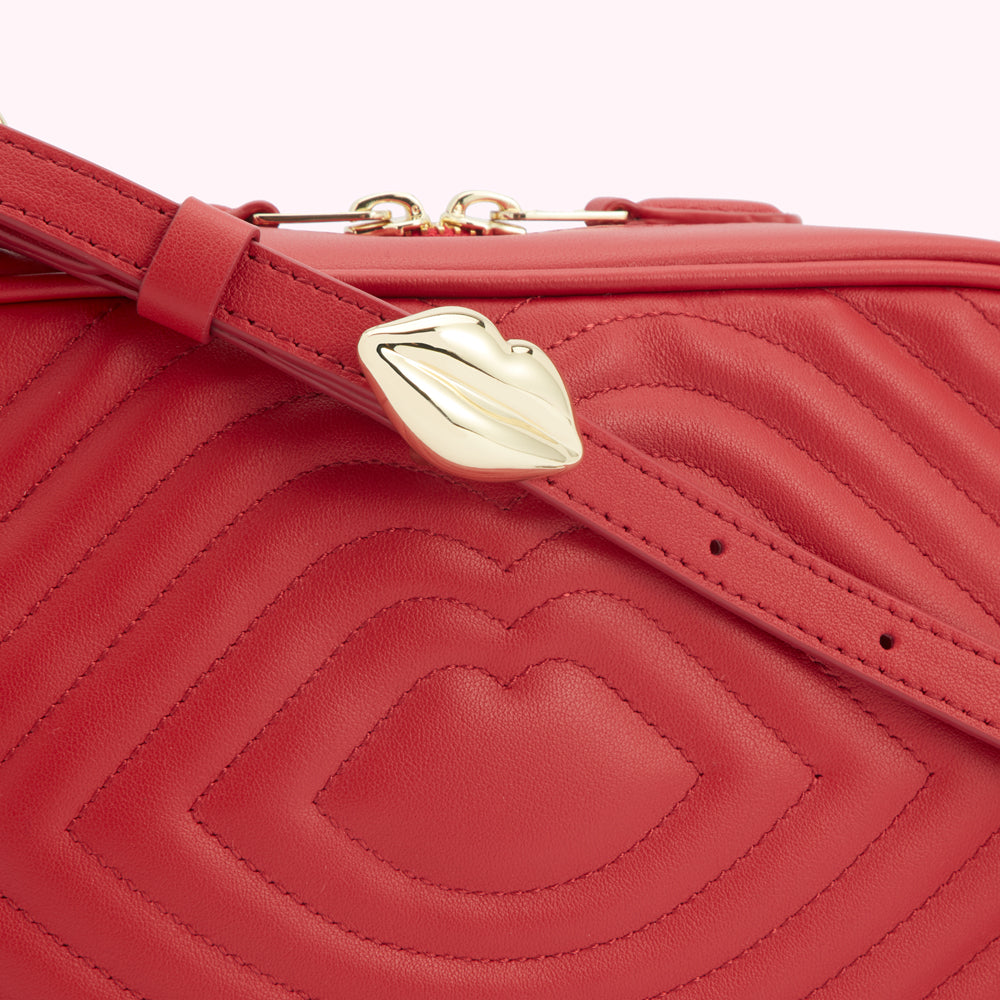 LULU RED LIP RIPPLE QUILTED LEATHER BELLA CROSSBODY BAG