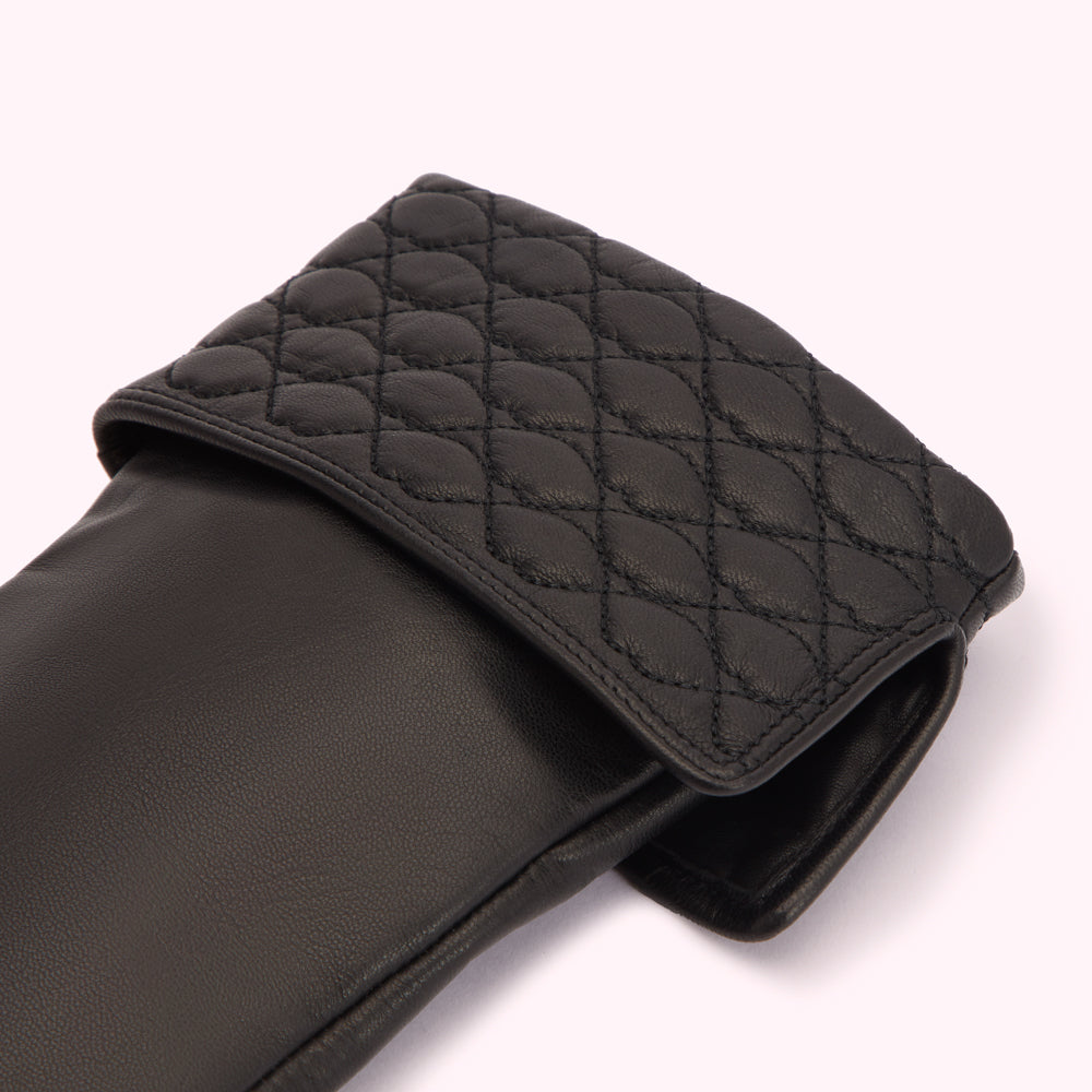 BLACK QUILTED LIP LEATHER BLAIR GLOVES