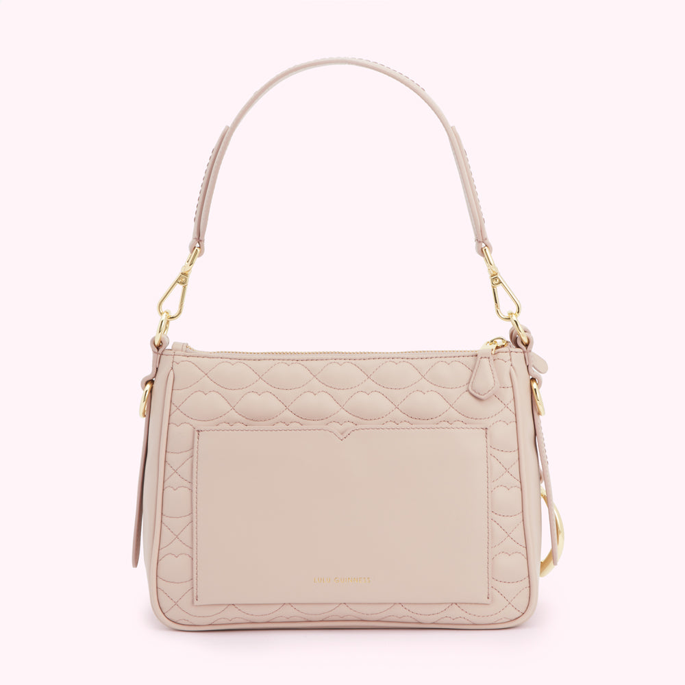 PEBBLE PINK SMALL QUILTED LIP LEATHER CALLIE CROSSBODY BAG