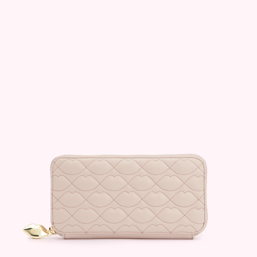 PEBBLE PINK LIP QUILTED LEATHER TANSY WALLET