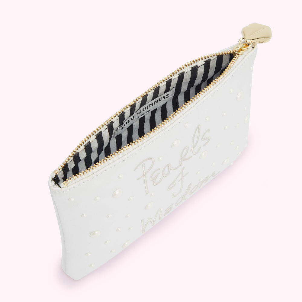 IVORY PEARLS OF WISDOM TOP ZIP POUCH