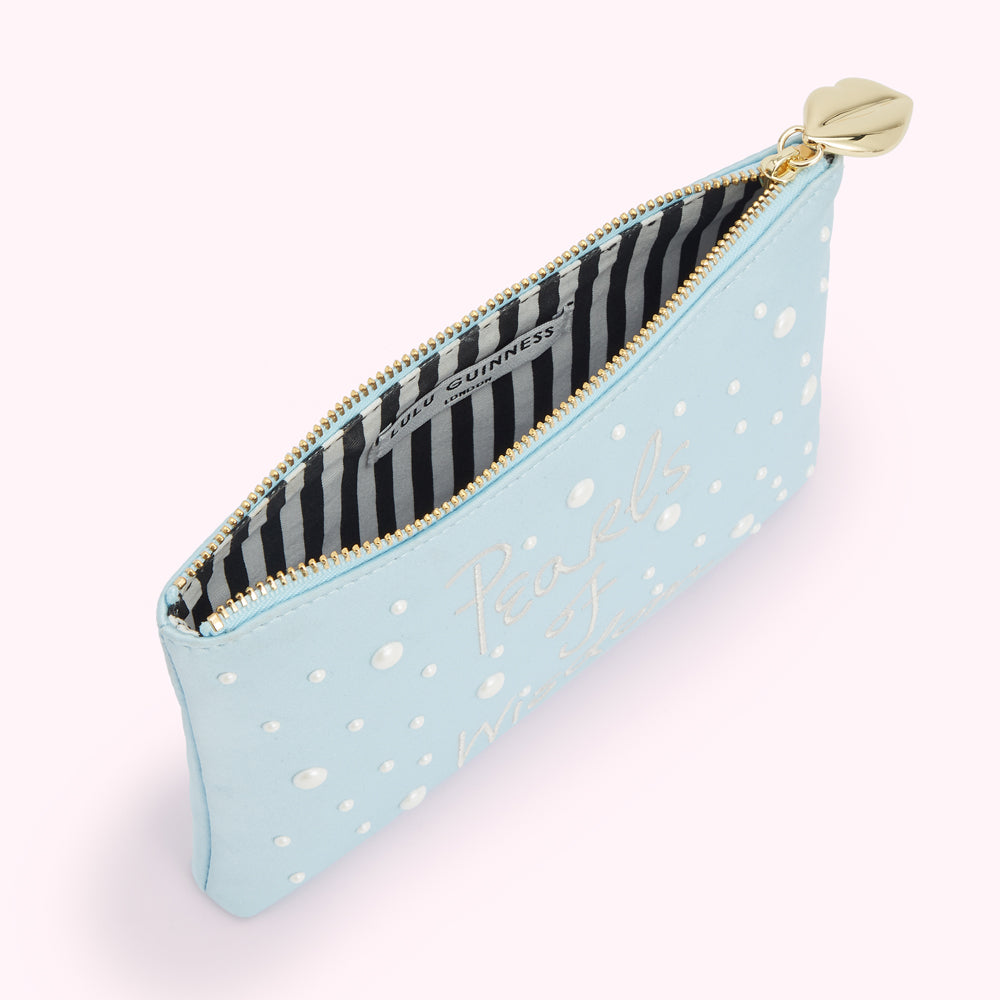 BLUE PEARLS OF WISDOM TOP ZIP POUCH