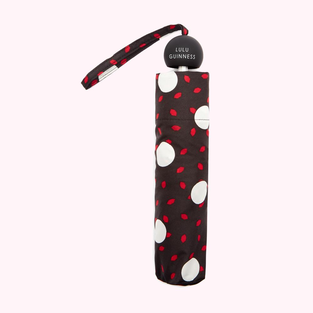 RED AND BLACK POLKA DOT LIPS UMBRELLA