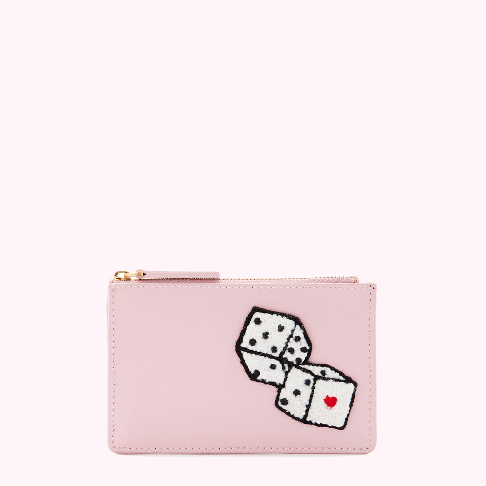 BLOSSOM PINK LEATHER DICE LOTTIE POUCH