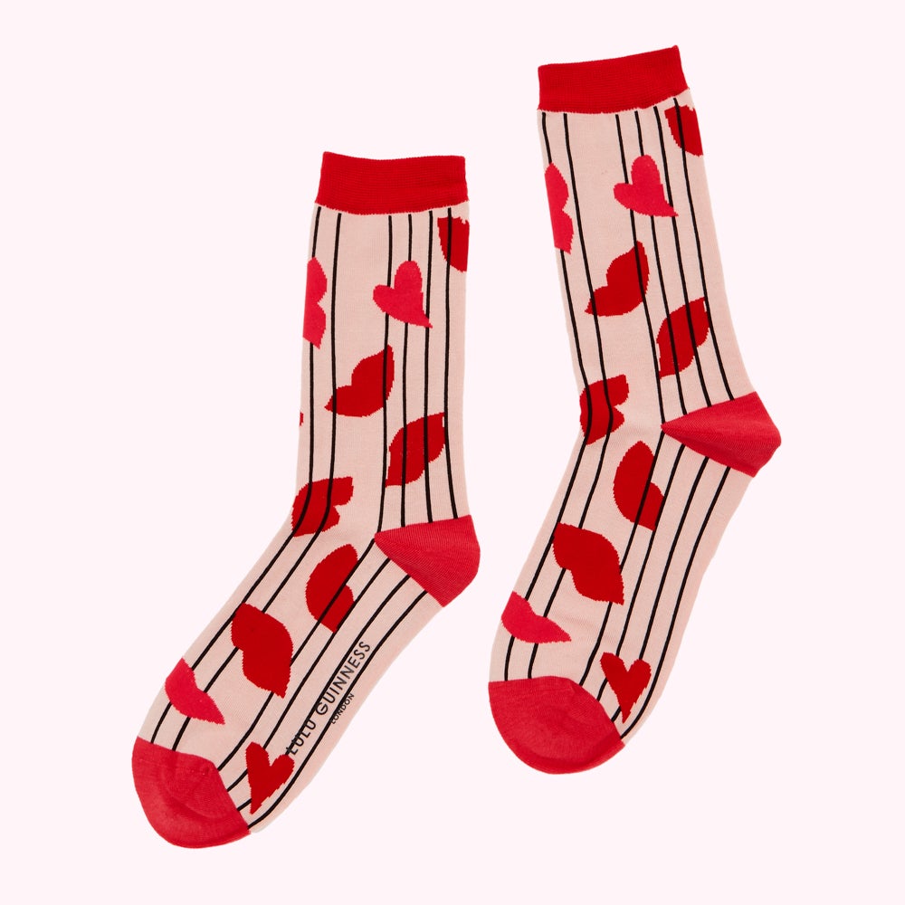 HEARTS AND STRIPES ANKLE SOCKS