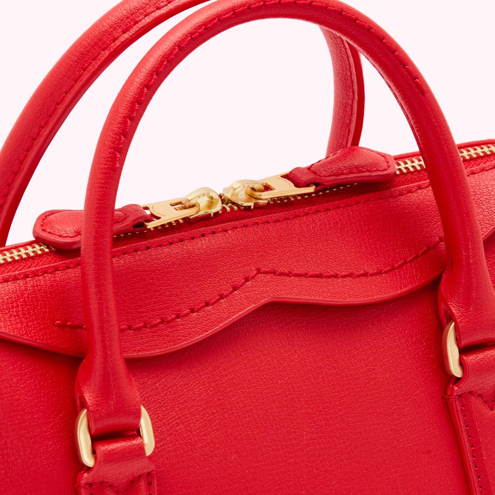 RED LEATHER SMALL DYLAN HANDBAG