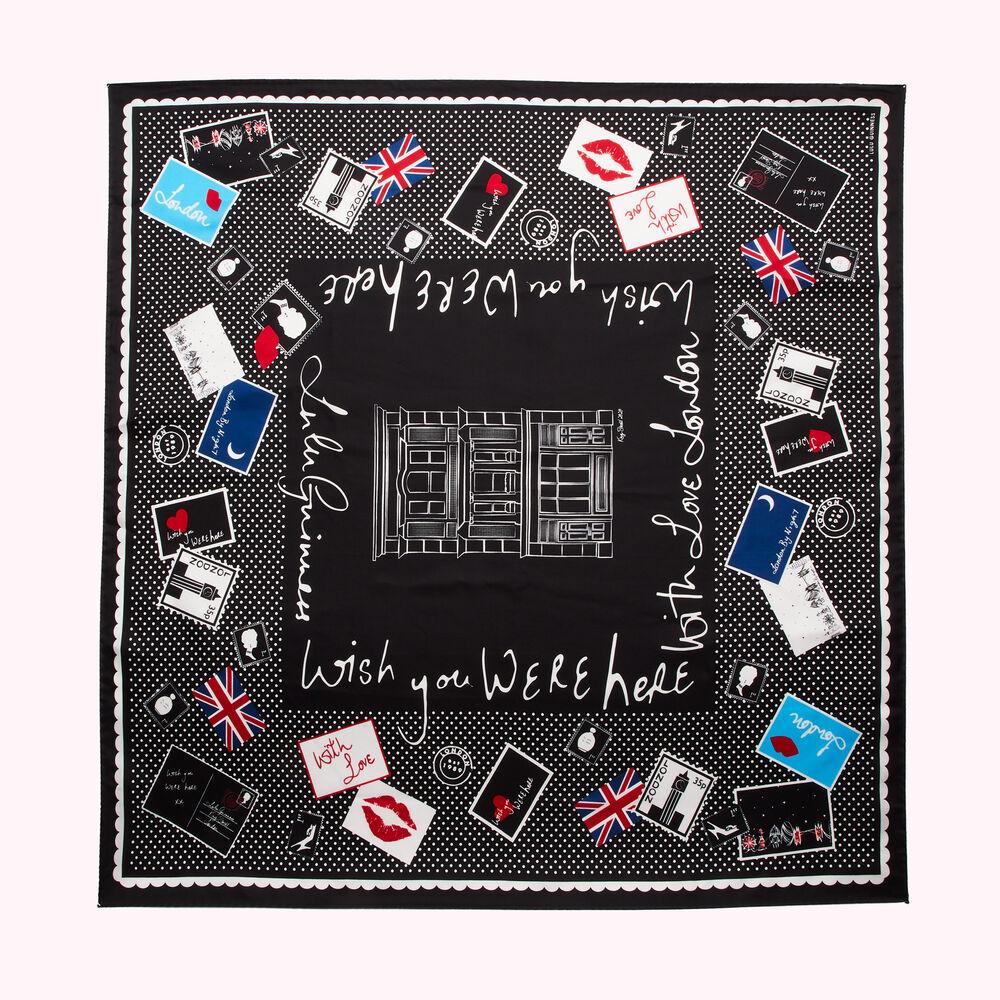 BLACK LONDON WISH YOU WERE HERE SQUARE SCARF