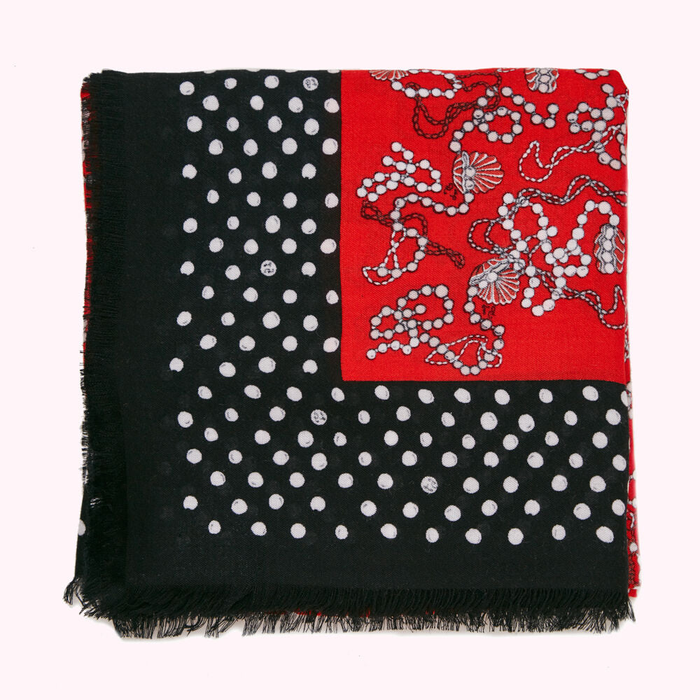 BLACK SHELLS AND PEARLS MODAL SCARF