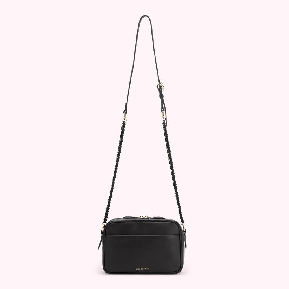 BLACK LIP RIPPLE QUILTED LEATHER BELLA CROSSBODY BAG