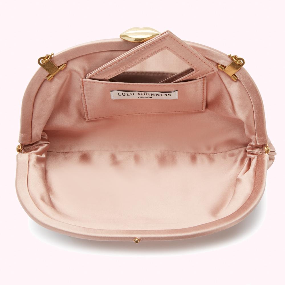 POWDER PINK SATIN TILLY CLUTCH BAG