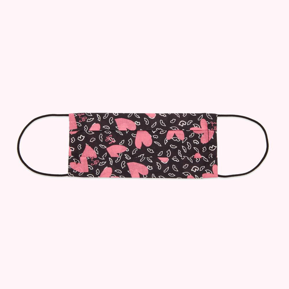 BLACK SKETCHED LIPS AND HEARTS FACE MASK WITH 7 FILTERS
