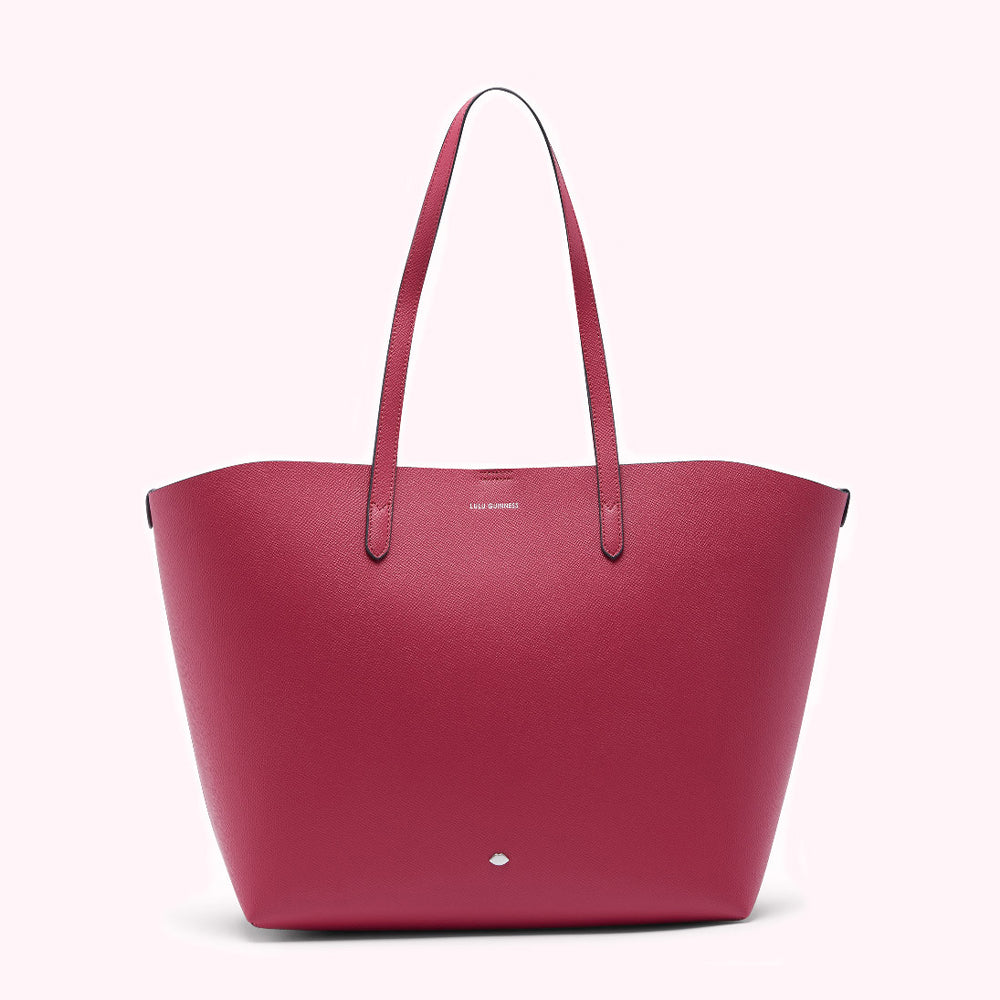 RASPBERRY LEATHER LARGE IVY TOTE BAG
