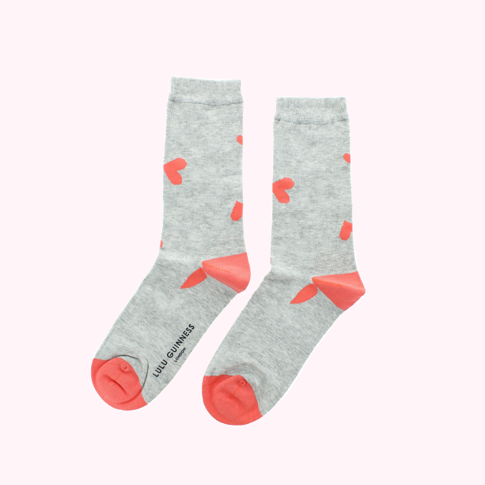 GREY CUT OUT HEARTS ANKLE SOCKS