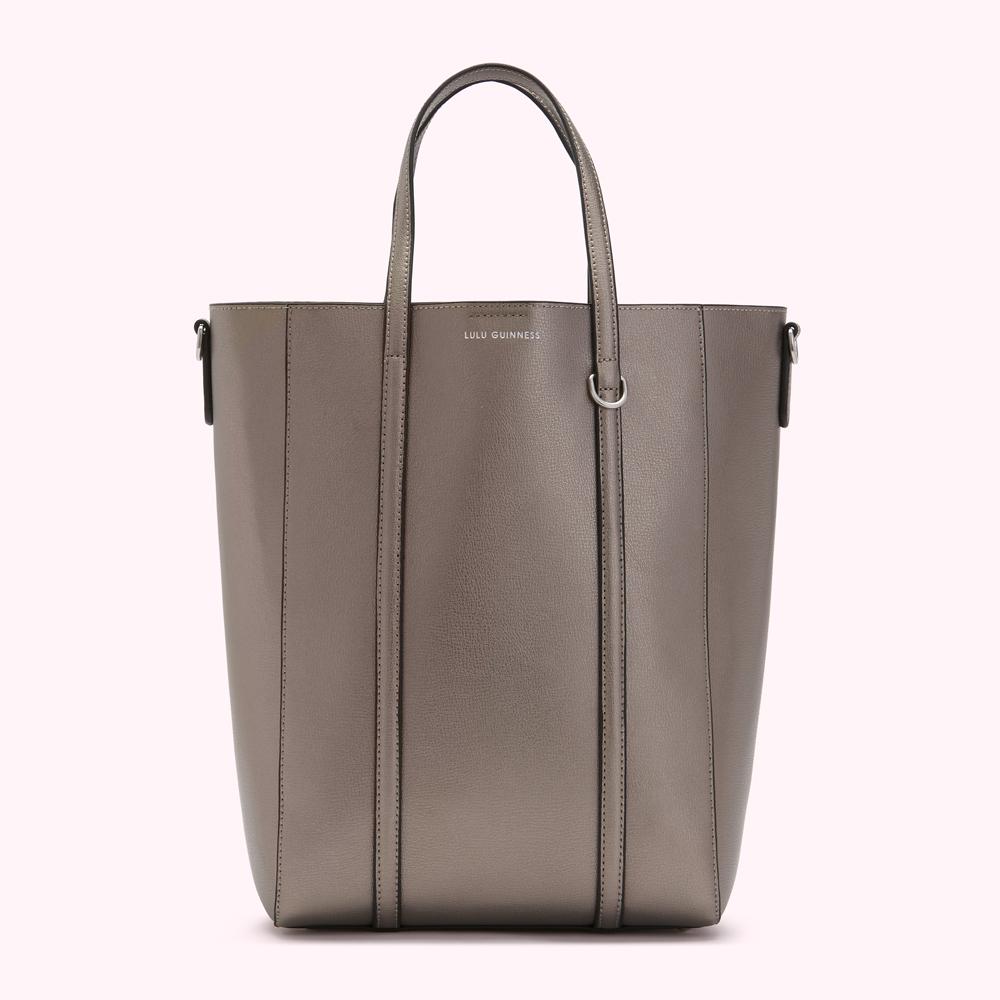 PEWTER LEATHER I LOVE LULU GARBO TOTE BAG