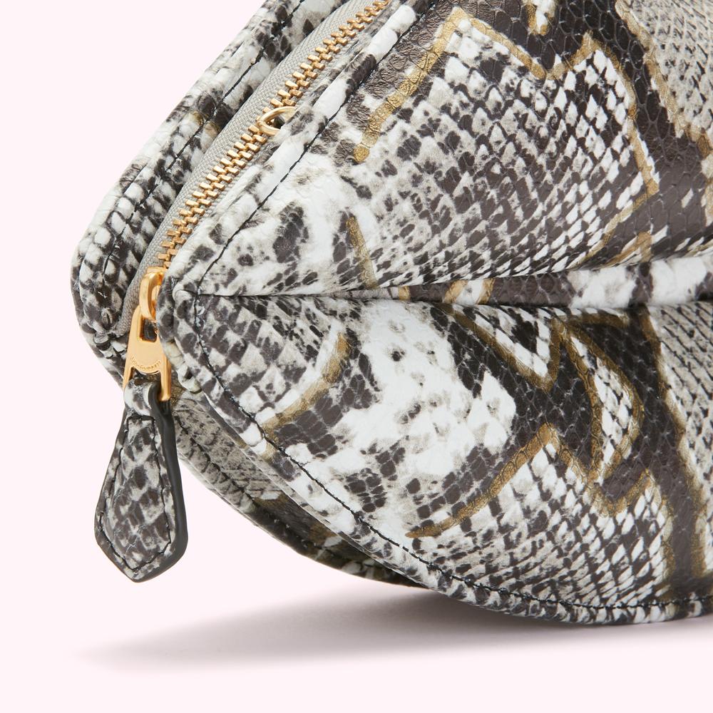 Faux Snake Print Lips Clutch Bag | Lulu Guinness