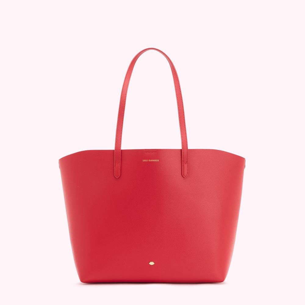 RED LEATHER LARGE IVY TOTE BAG