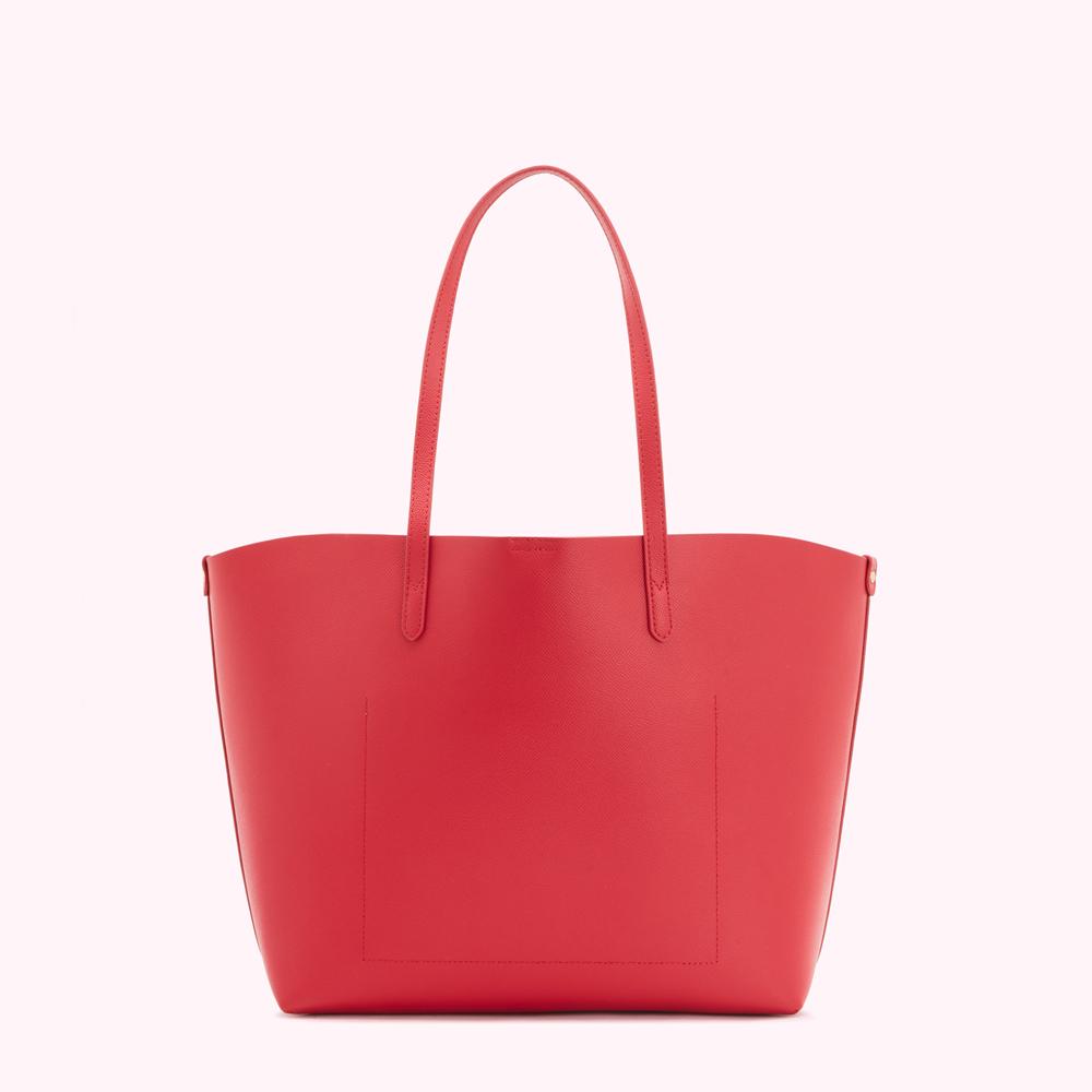 RED LEATHER LARGE IVY TOTE BAG
