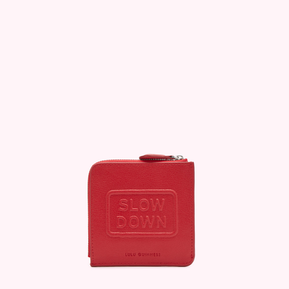 LULU RED SLOW DOWN SQ COIN PURSE