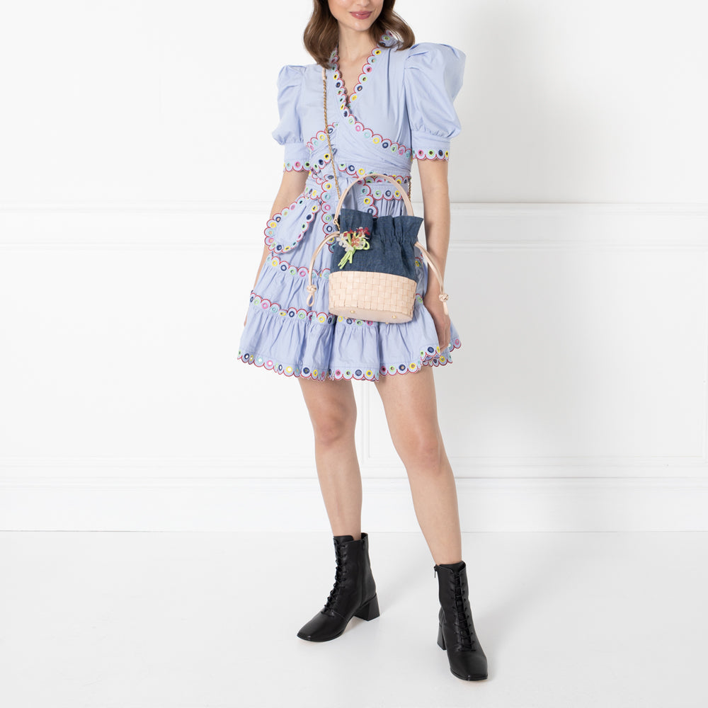 Navy Flower Canvas Eloise Basket Bag | Lulu Guinness Navy Flower Canvas Eloise Basket Bag | Lulu Guinness
