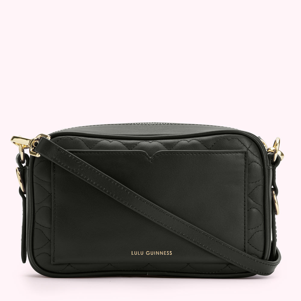 BLACK SMALL QUILTED LIP ASHLEY LEATHER CROSSBODY BAG