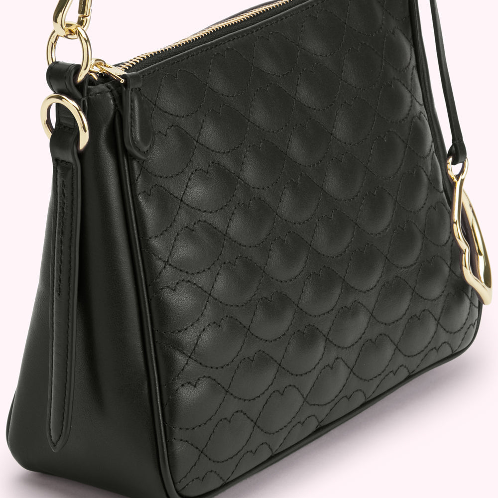 BLACK SMALL QUILTED LIP LEATHER CALLIE CROSSBODY BAG