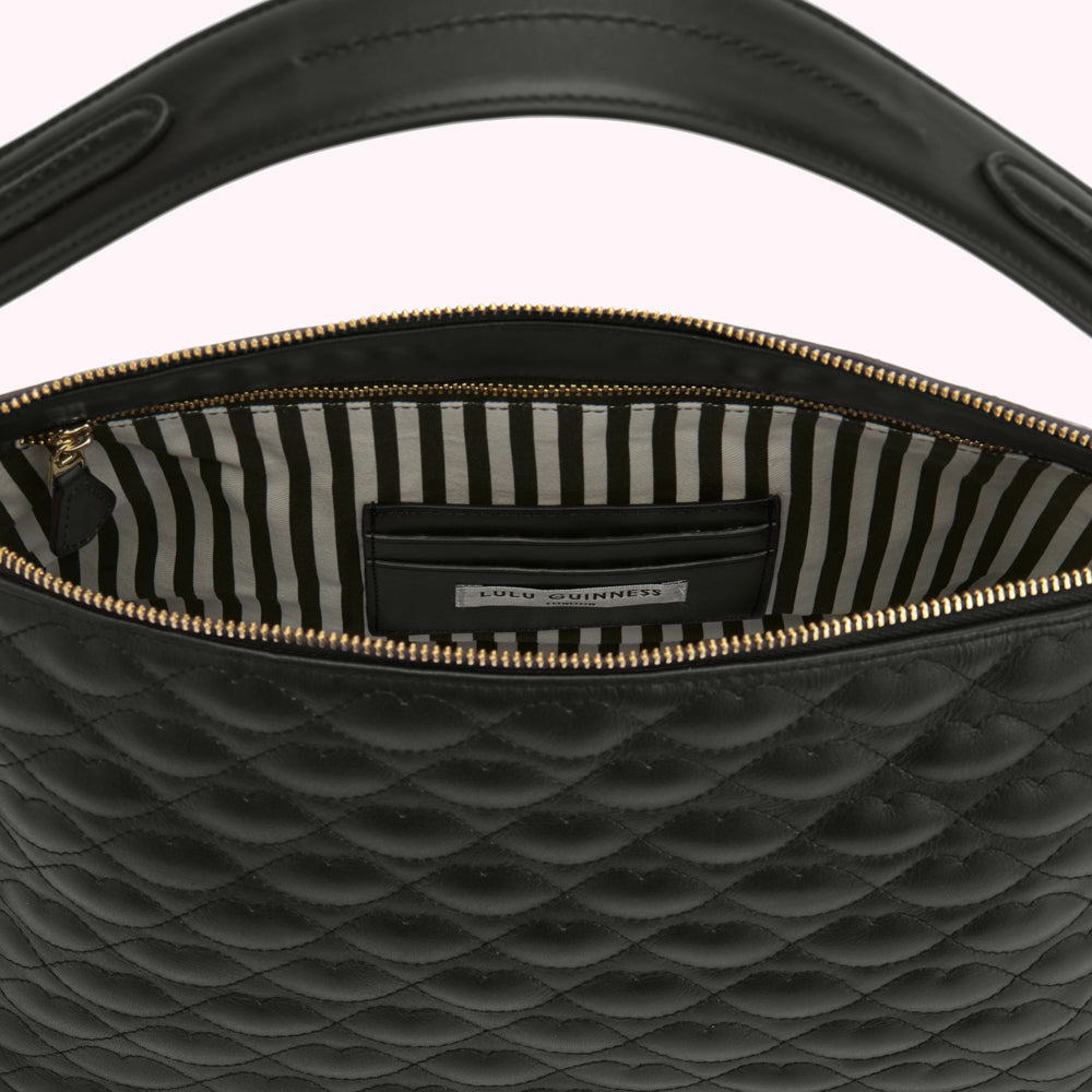 Lulu Guinness | Black Small Quilted Lip Leather Callie Crossbody Bag