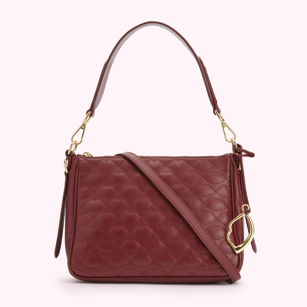 ROSEWOOD SMALL QUILTED LIP LEATHER CALLIE CROSSBODY BAG